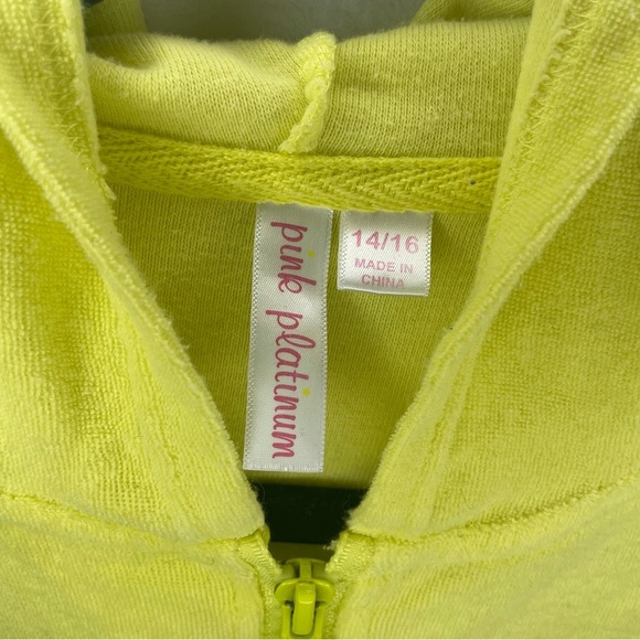 Pink Platinum 14/16 Girls Yellow Bathing Suit Cover Up Zippered PRELOVED - Picture 3 of 5